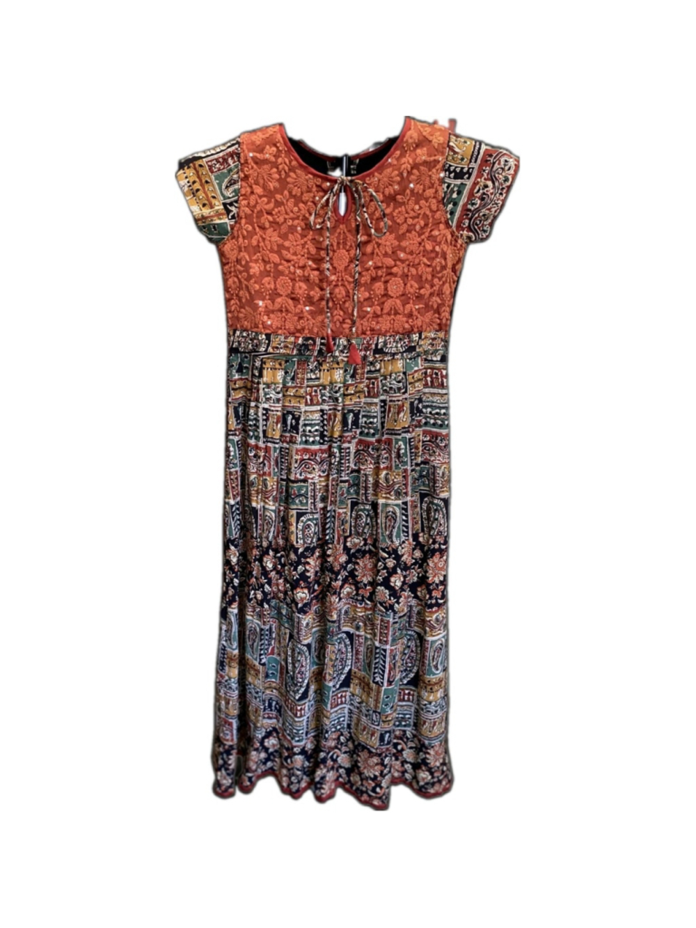 Genuine Jr sz 28 Boho Maxi South-Asian Inspired Embroidered Sequin CulturalDress